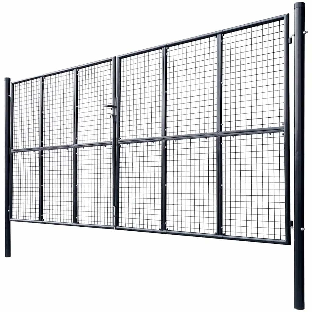 vidaXL Brama ogrodowa z siatki ocynkowanej, stal 400x175 cm, szara