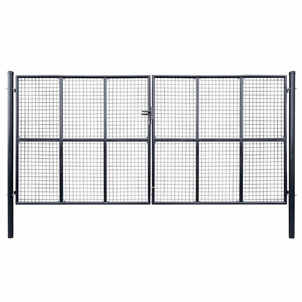 vidaXL Brama ogrodowa z siatki ocynkowanej, stal 400x200 cm, szara