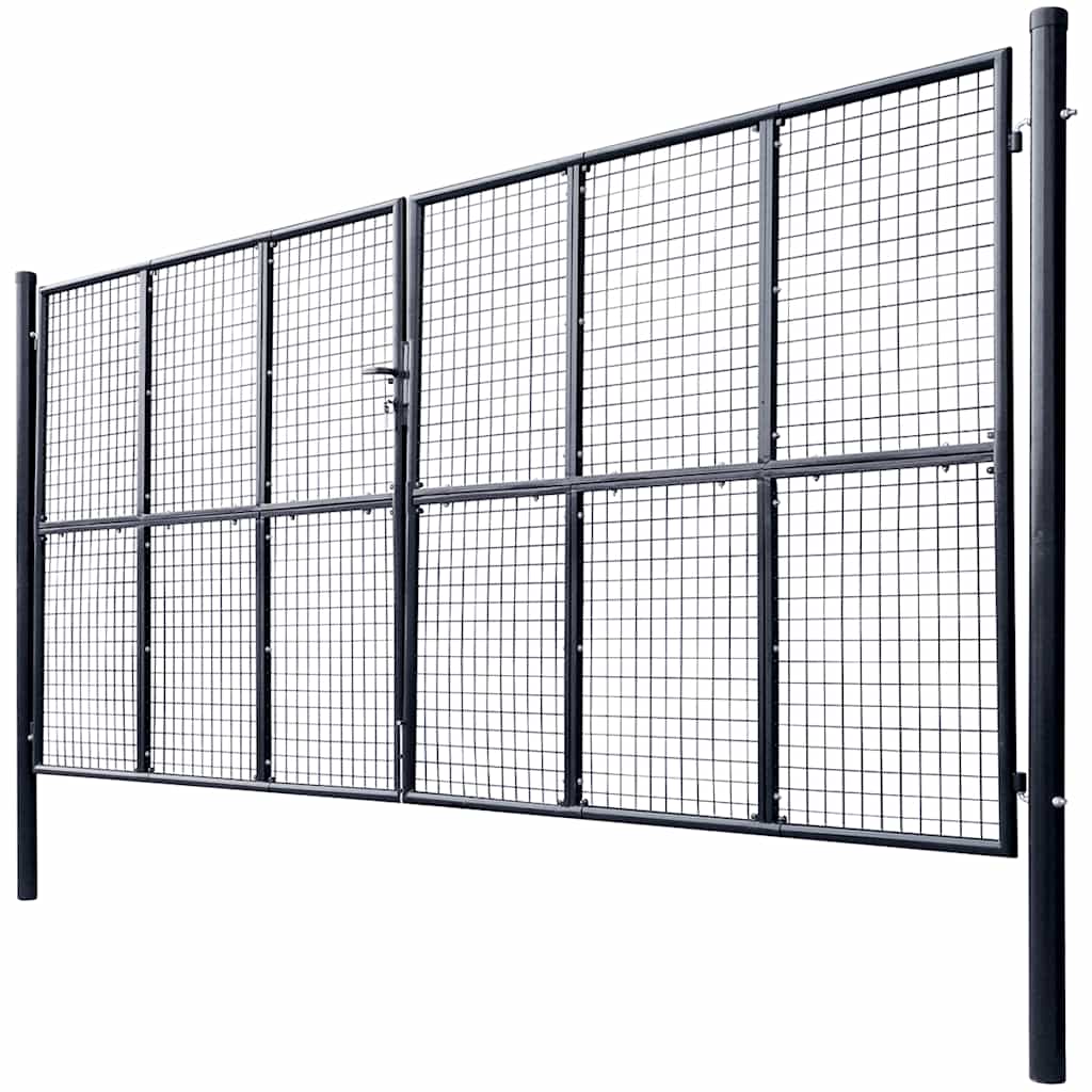 vidaXL Brama ogrodowa z siatki ocynkowanej, stal 400x200 cm, szara
