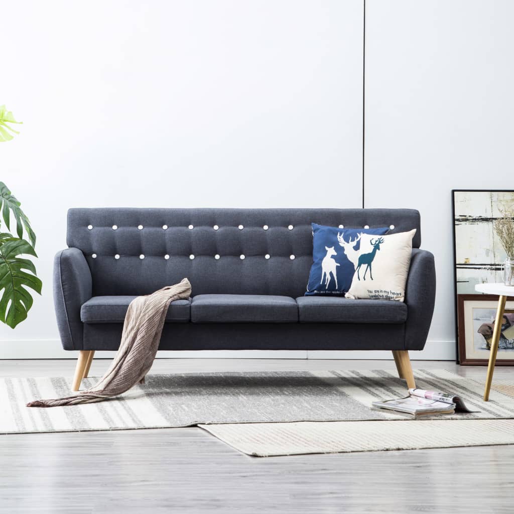 vidaXL 3-osobowa sofa tapicerowana tkaniną, 172x70x82 cm, ciemnoszara