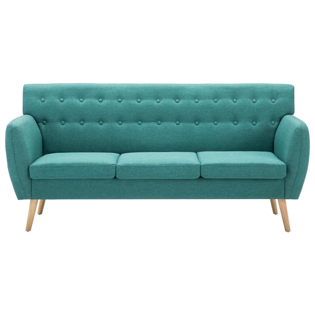 vidaXL 3-osobowa sofa tapicerowana tkaniną, 172x70x82 cm, zielona