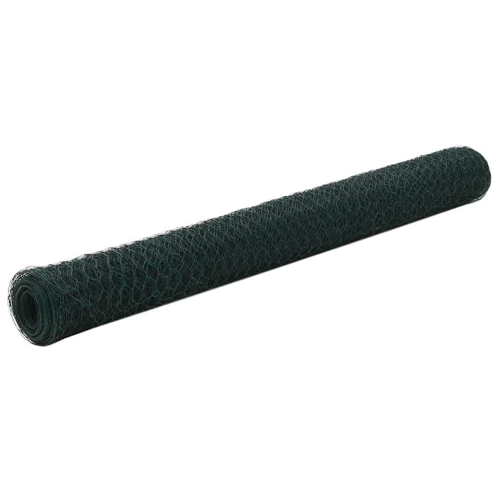 vidaXL Ogrodzenie z siatki, stal i PVC, 25x1,2 m, zielone