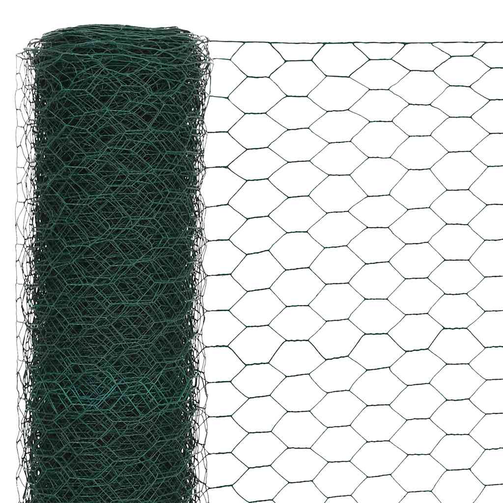 vidaXL Ogrodzenie z siatki, stal i PVC, 25x1,2 m, zielone