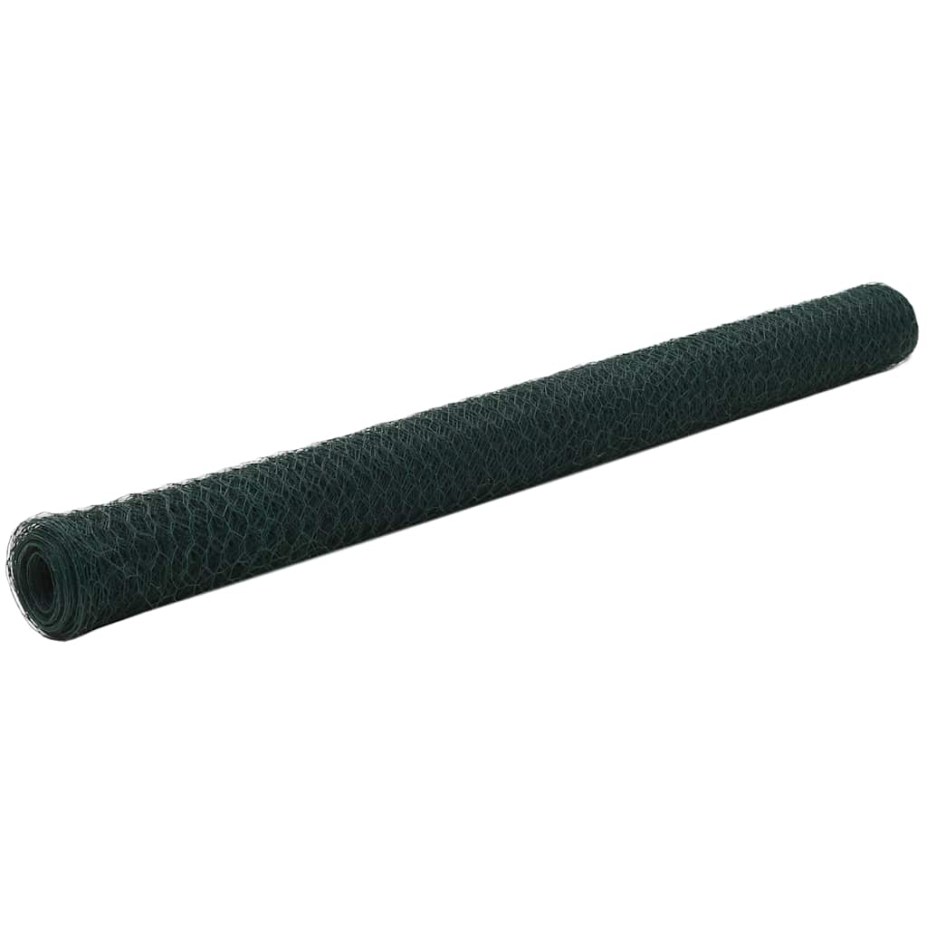 vidaXL Ogrodzenie z siatki, stal i PVC, 25x1,5 m, zielone