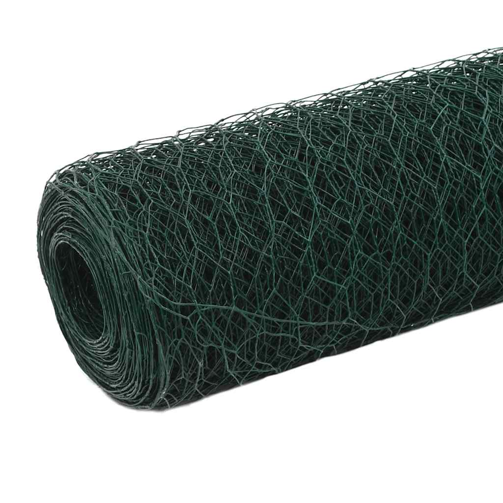 vidaXL Ogrodzenie z siatki, stal i PVC, 25x1,2 m, zielone