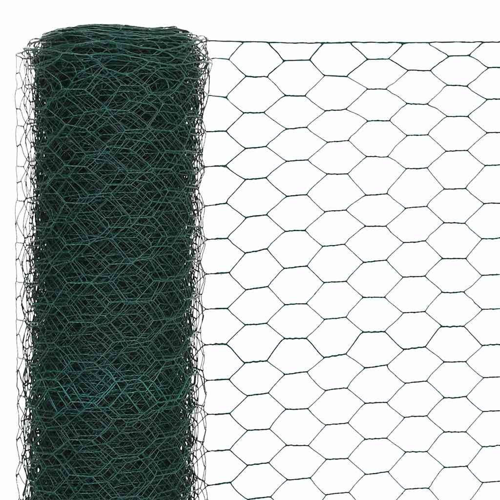 vidaXL Ogrodzenie z siatki, stal i PVC, 25x1,2 m, zielone