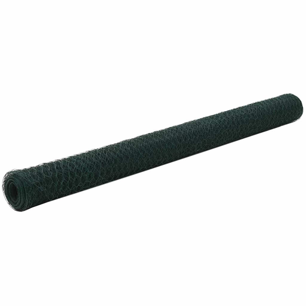 vidaXL Ogrodzenie z siatki, stal i PVC, 25x1,5 m, zielone
