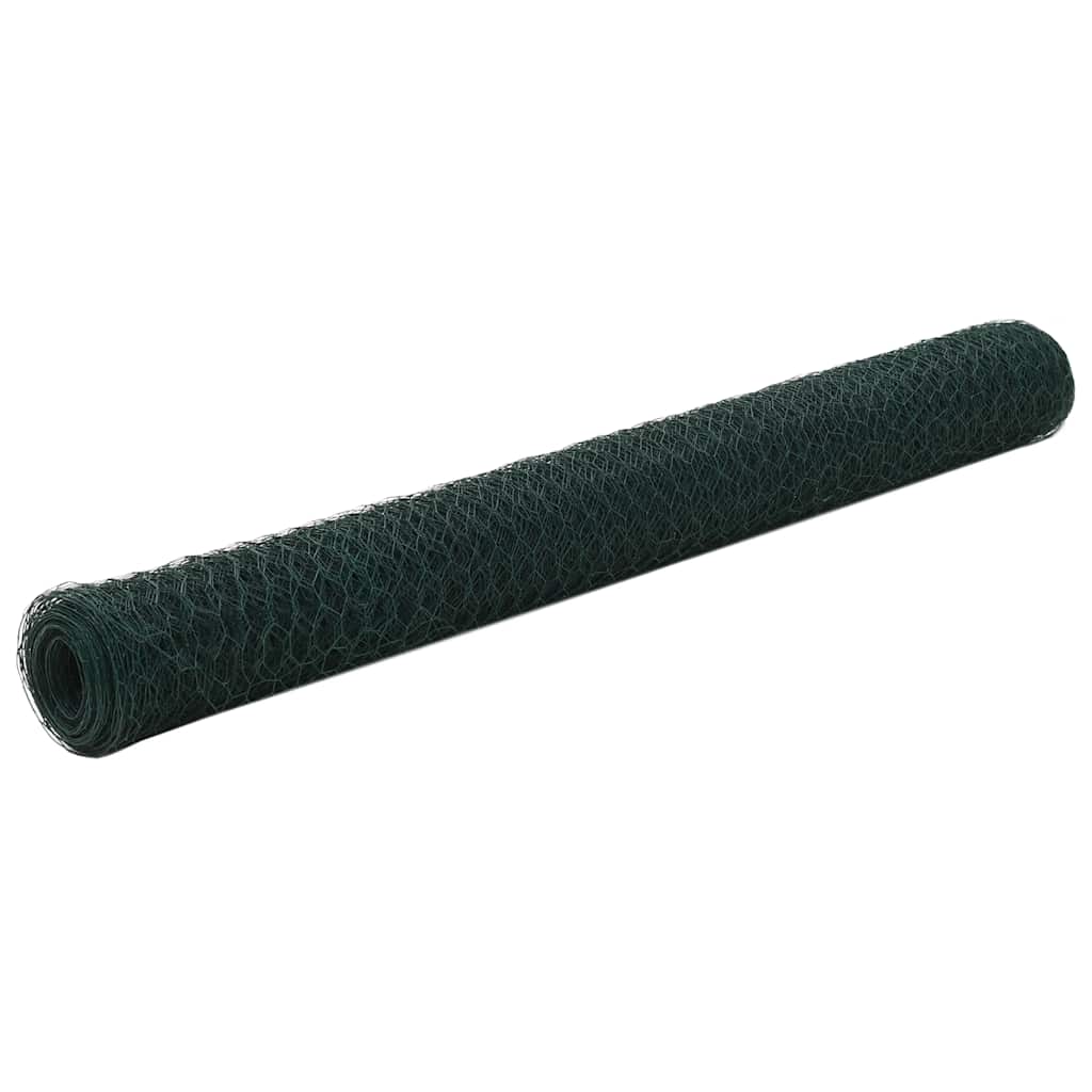 vidaXL Ogrodzenie z siatki, stal i PVC, 25x1,2 m, zielone