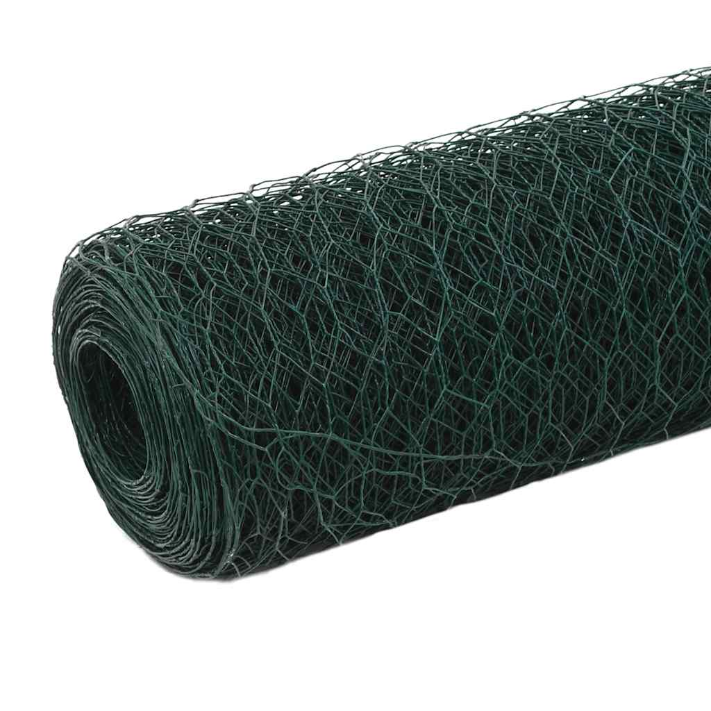 vidaXL Ogrodzenie z siatki, stal i PVC, 25x1,2 m, zielone