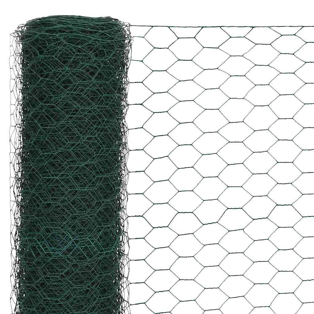 vidaXL Ogrodzenie z siatki, stal i PVC, 25x1,2 m, zielone