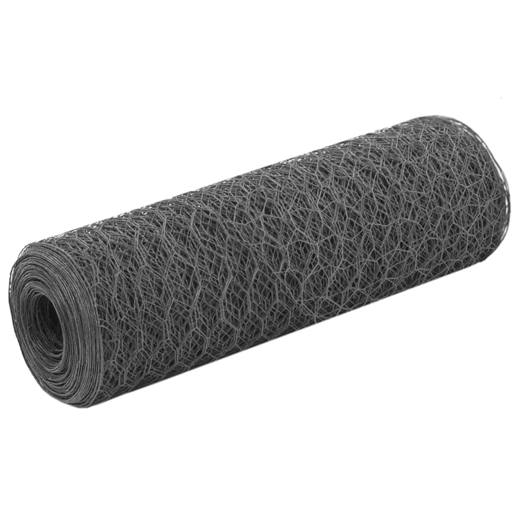 vidaXL Ogrodzenie z siatki, stal i PVC, 25x0,5 m, szare