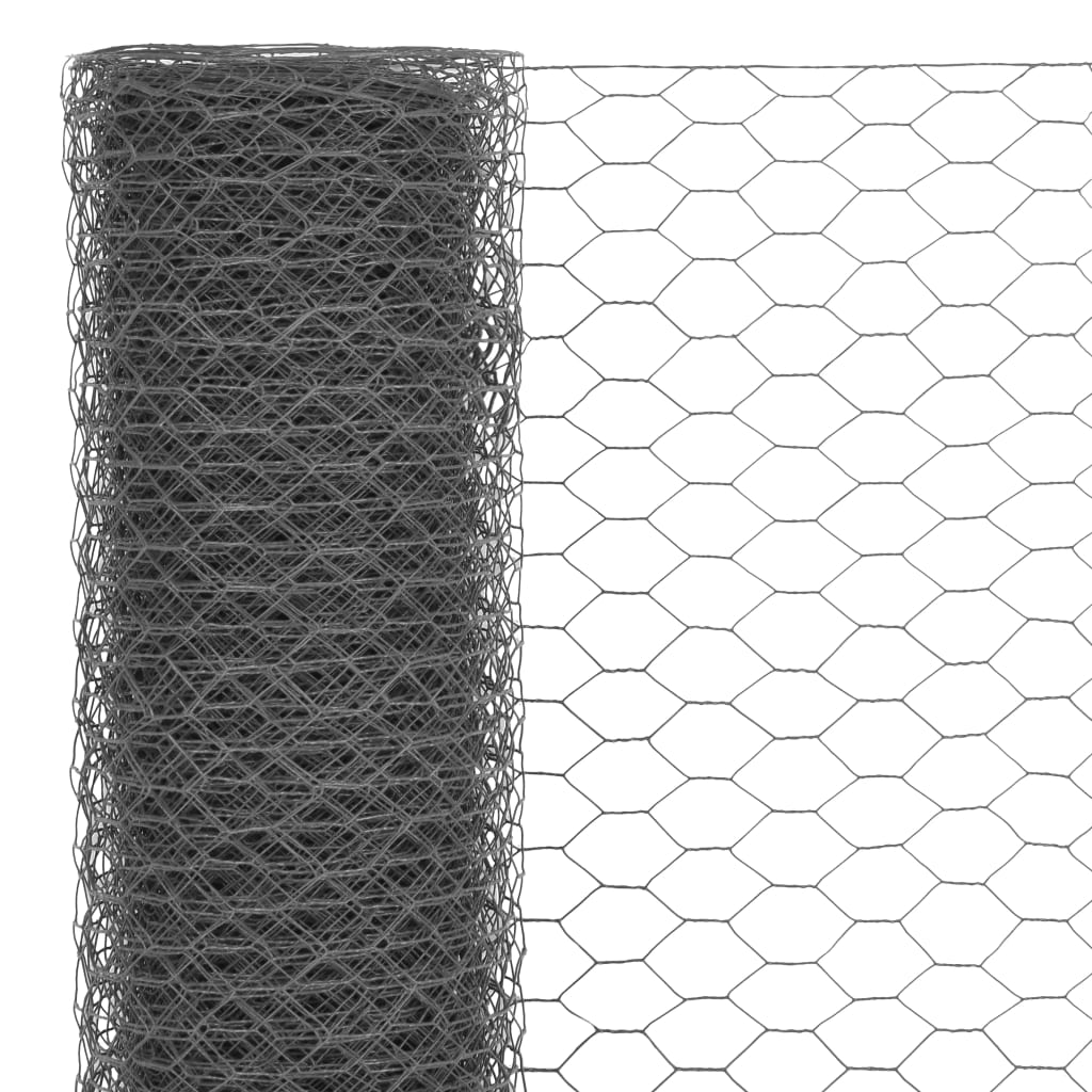 vidaXL Ogrodzenie z siatki, stal i PVC, 25x0,5 m, szare