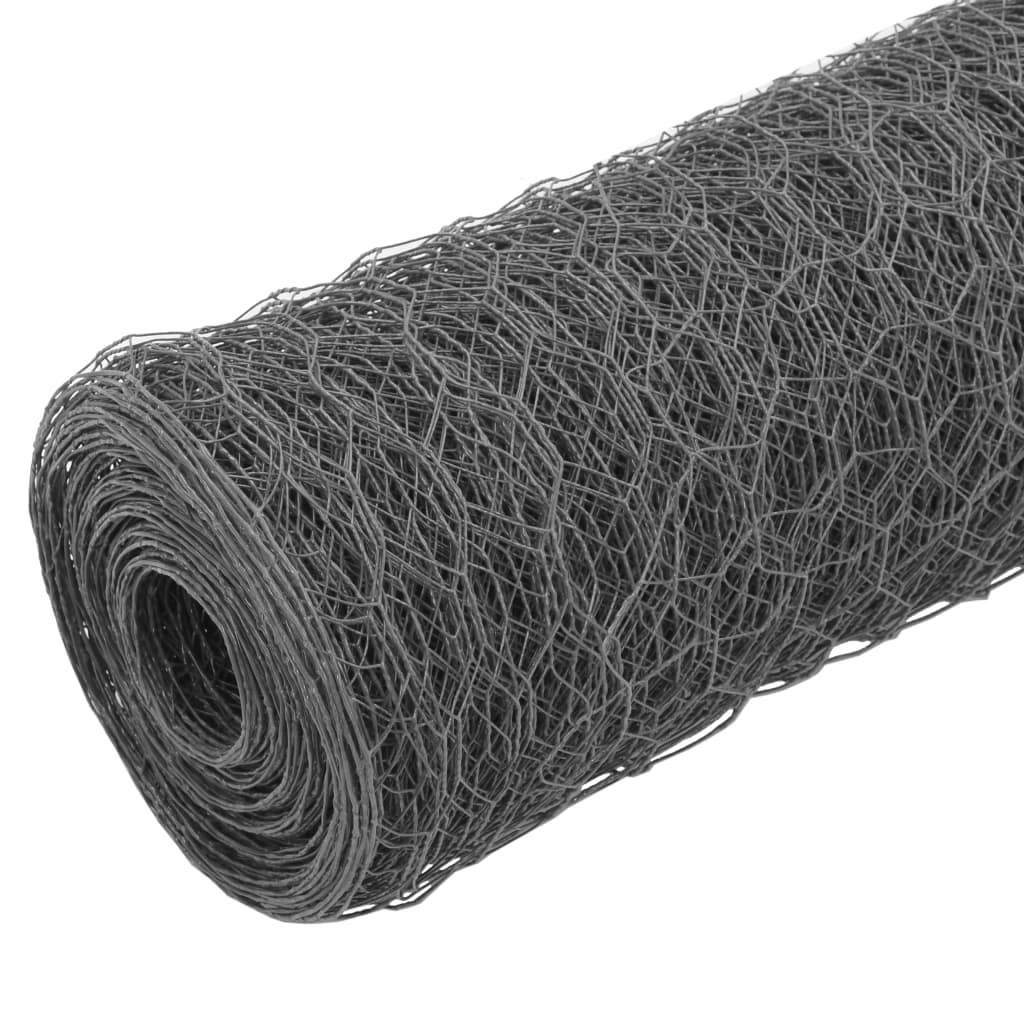 vidaXL Ogrodzenie z siatki, stal i PVC, 25x0,75 m, szare