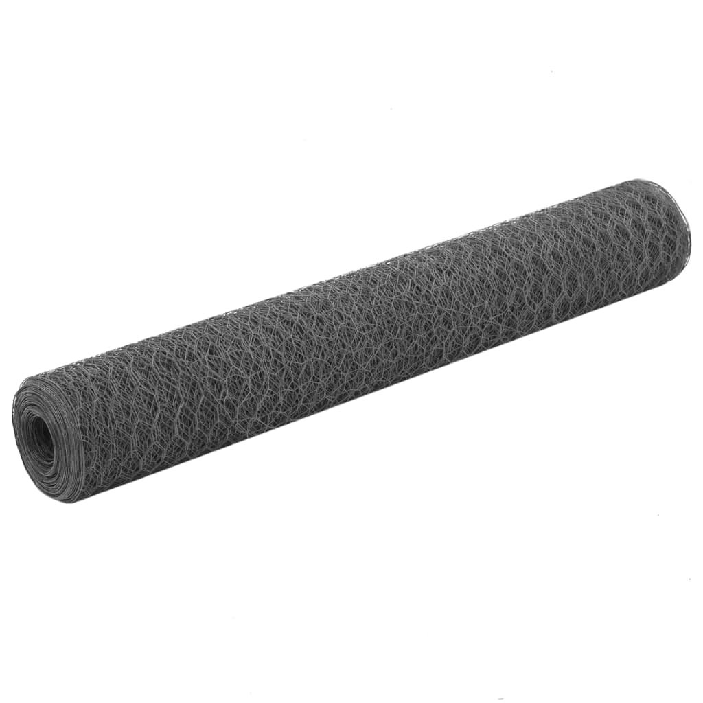 vidaXL Ogrodzenie z siatki, stal i PVC, 25x1 m, szare