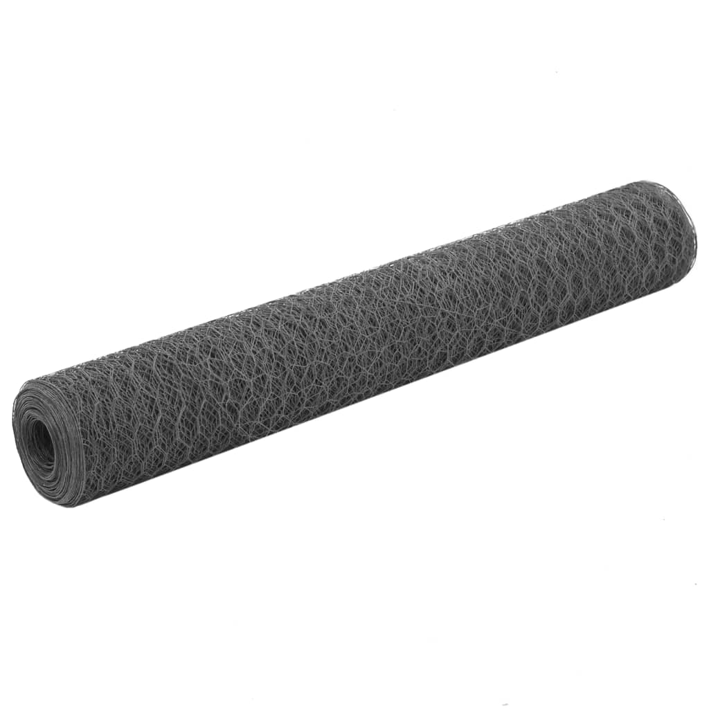 vidaXL Ogrodzenie z siatki, stal i PVC, 25x1 m, szare