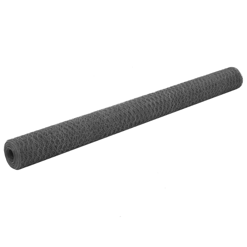 vidaXL Ogrodzenie z siatki, stal i PVC, 25x1,5 m, szare