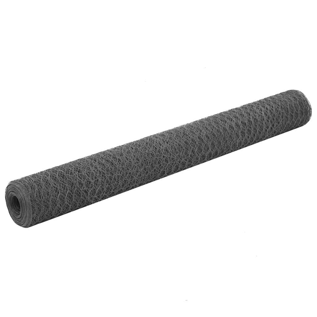 vidaXL Ogrodzenie z siatki, stal i PVC, 25x1,2 m, szare