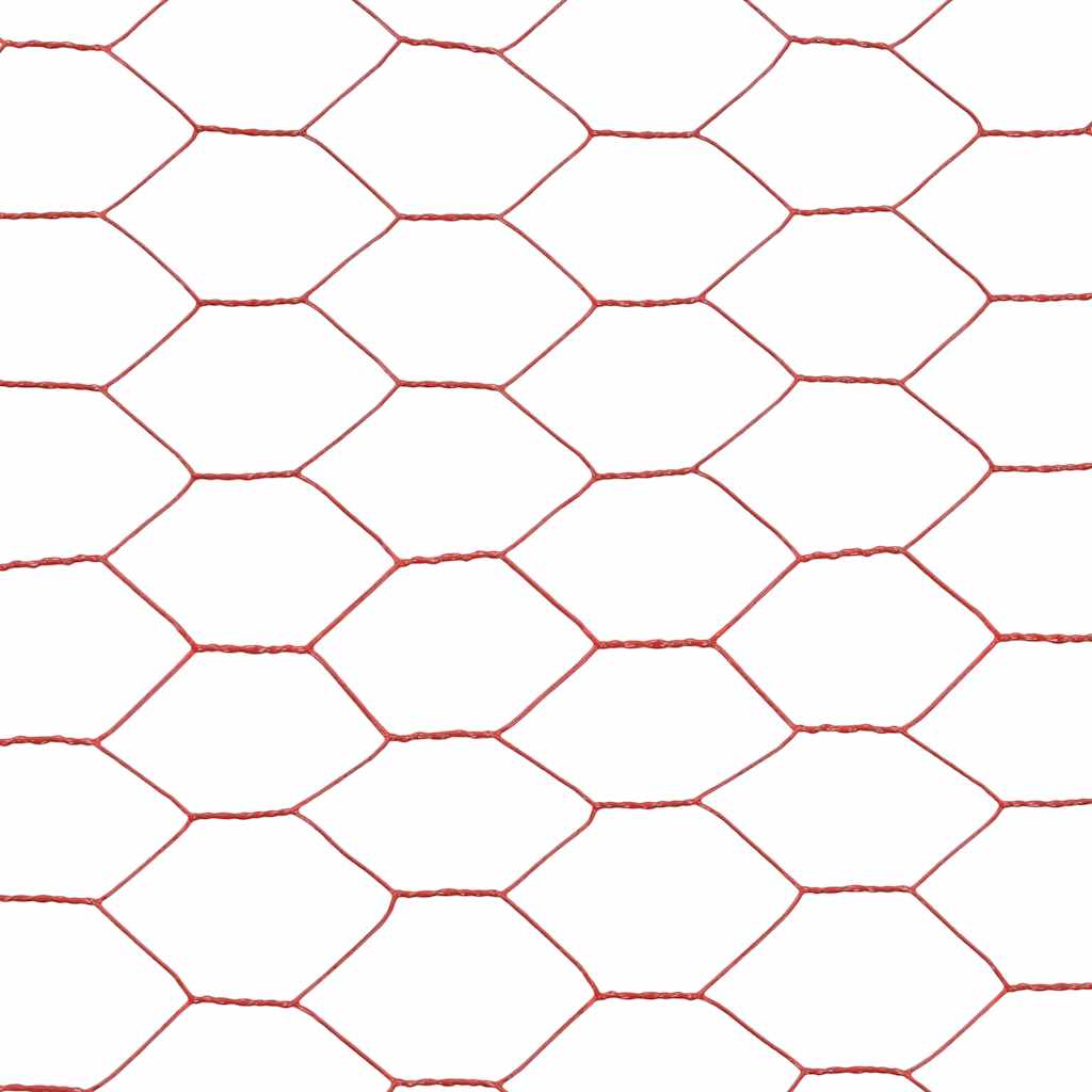 vidaXL Ogrodzenie z siatki, stal i PVC, 25x1 m, czerwone