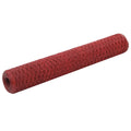 vidaXL Ogrodzenie z siatki, stal i PVC, 25x1 m, czerwone