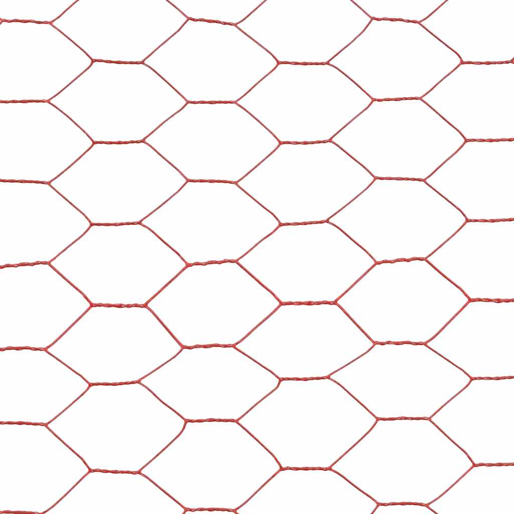 vidaXL Ogrodzenie z siatki, stal i PVC, 25x1 m, czerwone