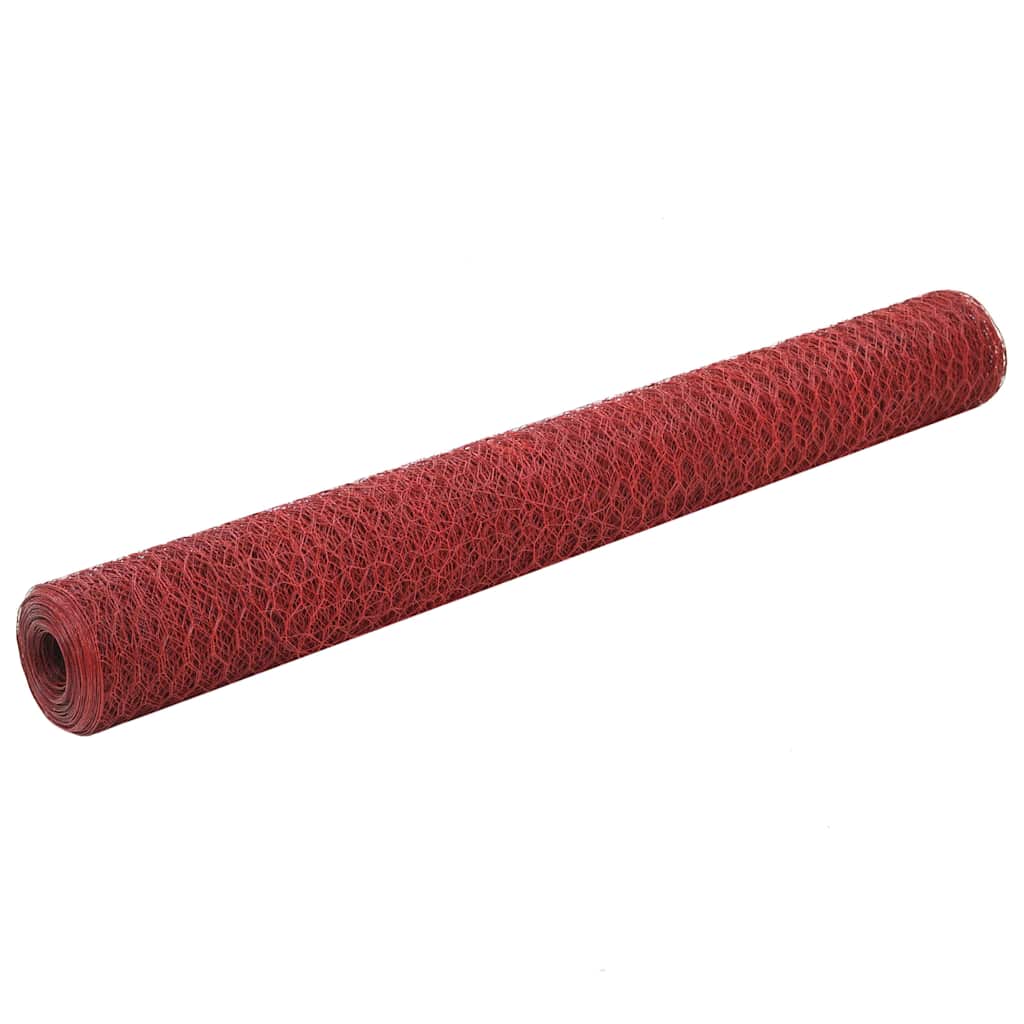 vidaXL Ogrodzenie z siatki, stal i PVC, 25x1,2 m, czerwone