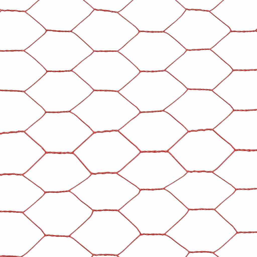 vidaXL Ogrodzenie z siatki, stal i PVC, 25x1,2 m, czerwone
