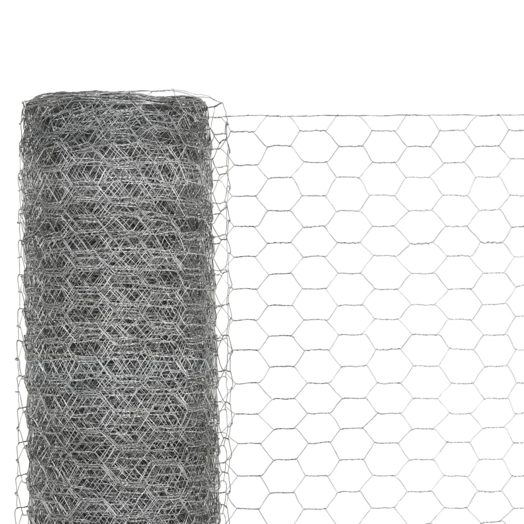 vidaXL Ogrodzenie z siatki, stal galwanizowana, 25x1,2 m, srebrne