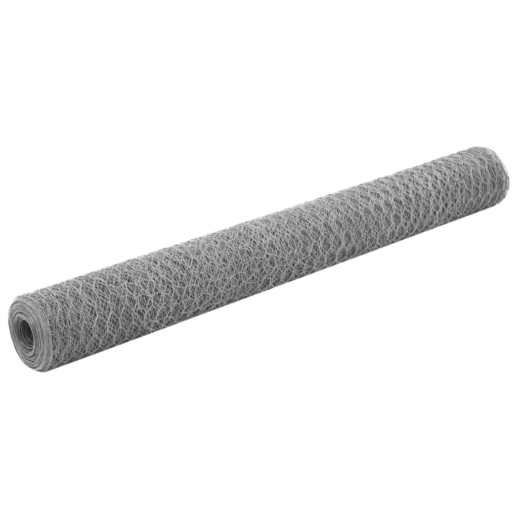 vidaXL Ogrodzenie z siatki, stal galwanizowana, 25x1,2 m, srebrne