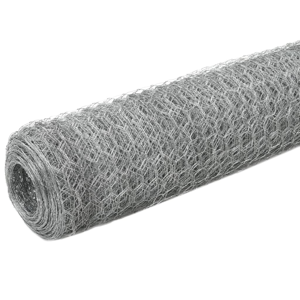 vidaXL Ogrodzenie z siatki, stal galwanizowana, 25x1,2 m, srebrne