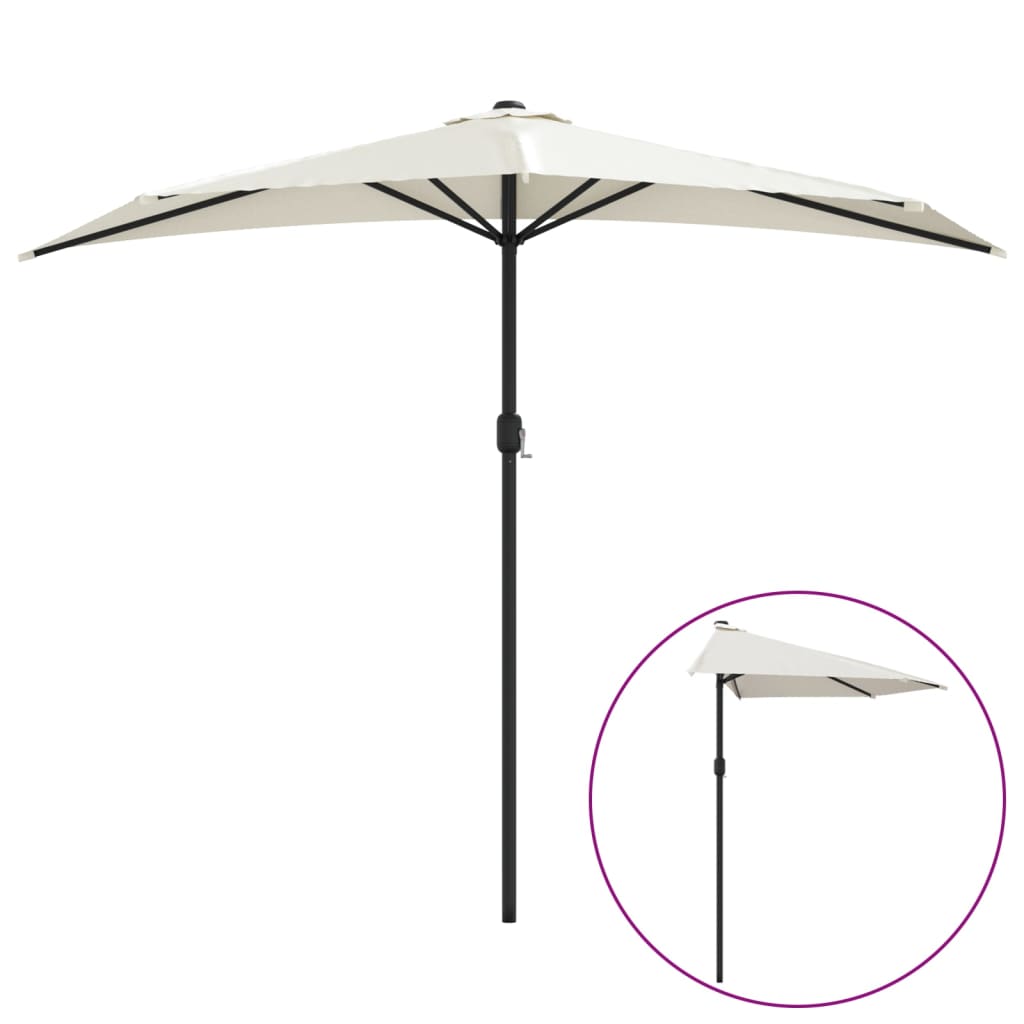vidaXL Półparasol balkonowy na słupku z aluminium, 270x144cm, piaskowy