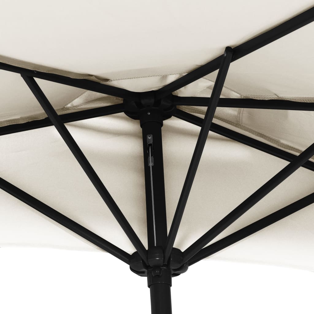 vidaXL Półparasol balkonowy na słupku z aluminium, 270x144cm, piaskowy