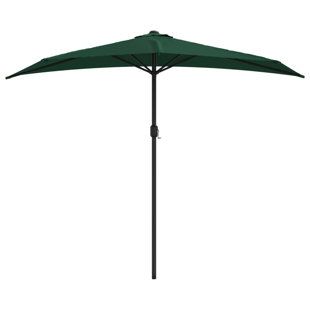 vidaXL Półparasol balkonowy na słupku z aluminium, 270x144 cm, zielony