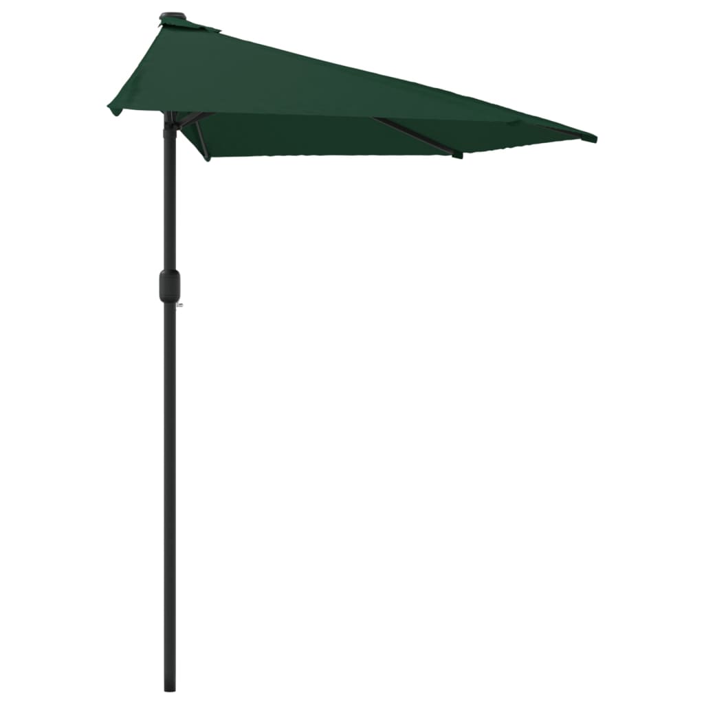 vidaXL Półparasol balkonowy na słupku z aluminium, 270x144 cm, zielony