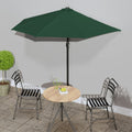 vidaXL Półparasol balkonowy na słupku z aluminium, 270x144 cm, zielony