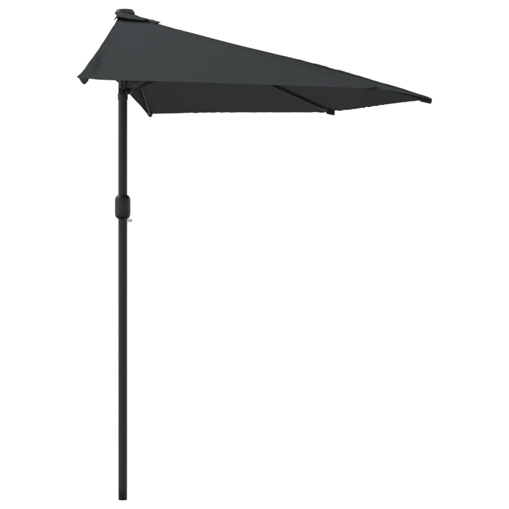 vidaXL Półparasol balkonowy na słupku z aluminium, 270x144cm, antracyt
