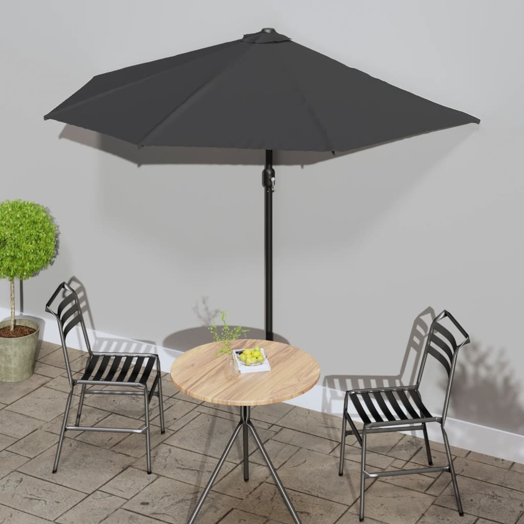 vidaXL Półparasol balkonowy na słupku z aluminium, 270x144cm, antracyt