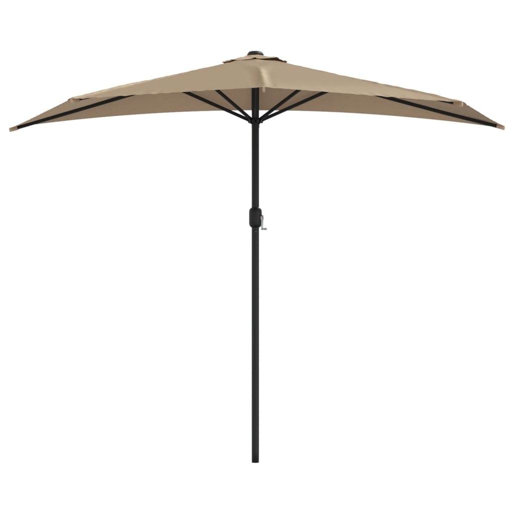 vidaXL Półparasol balkonowy na słupku z aluminium, 270x144 cm, taupe