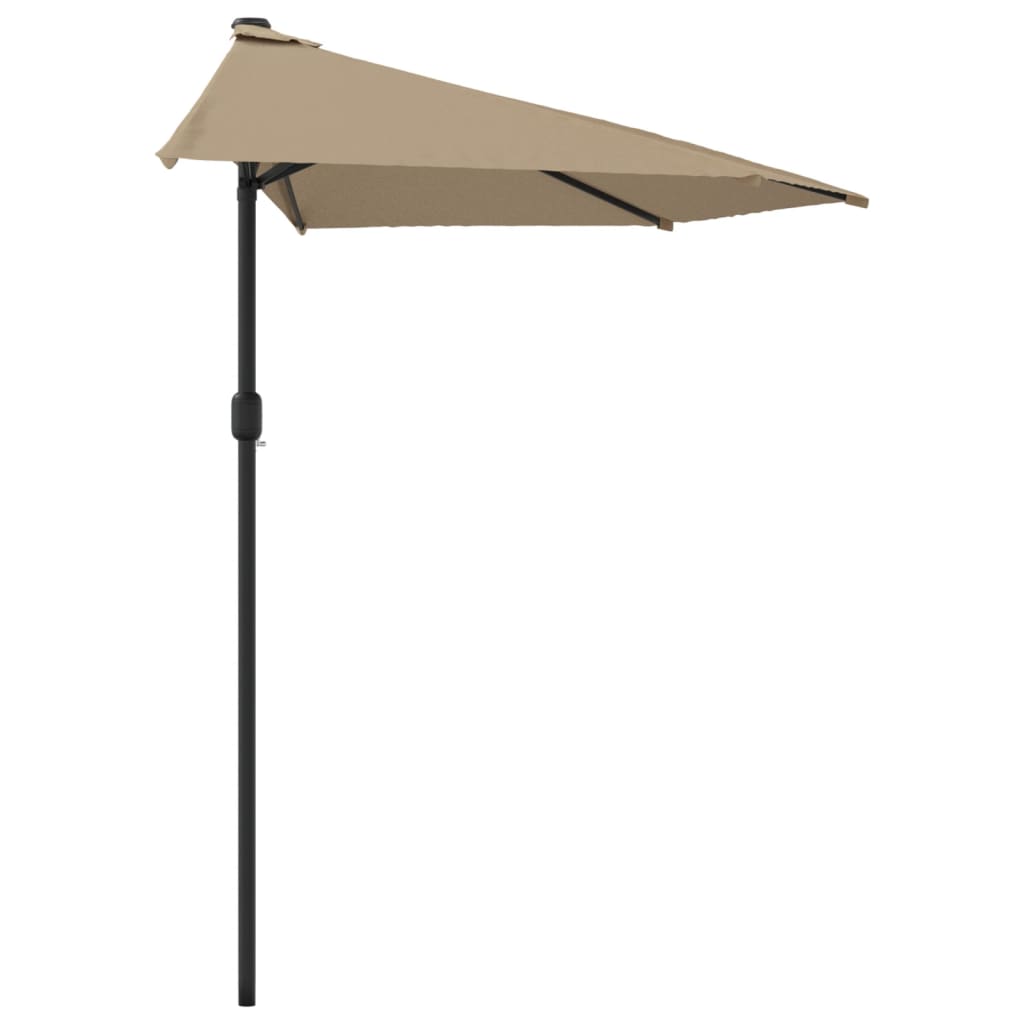vidaXL Półparasol balkonowy na słupku z aluminium, 270x144 cm, taupe