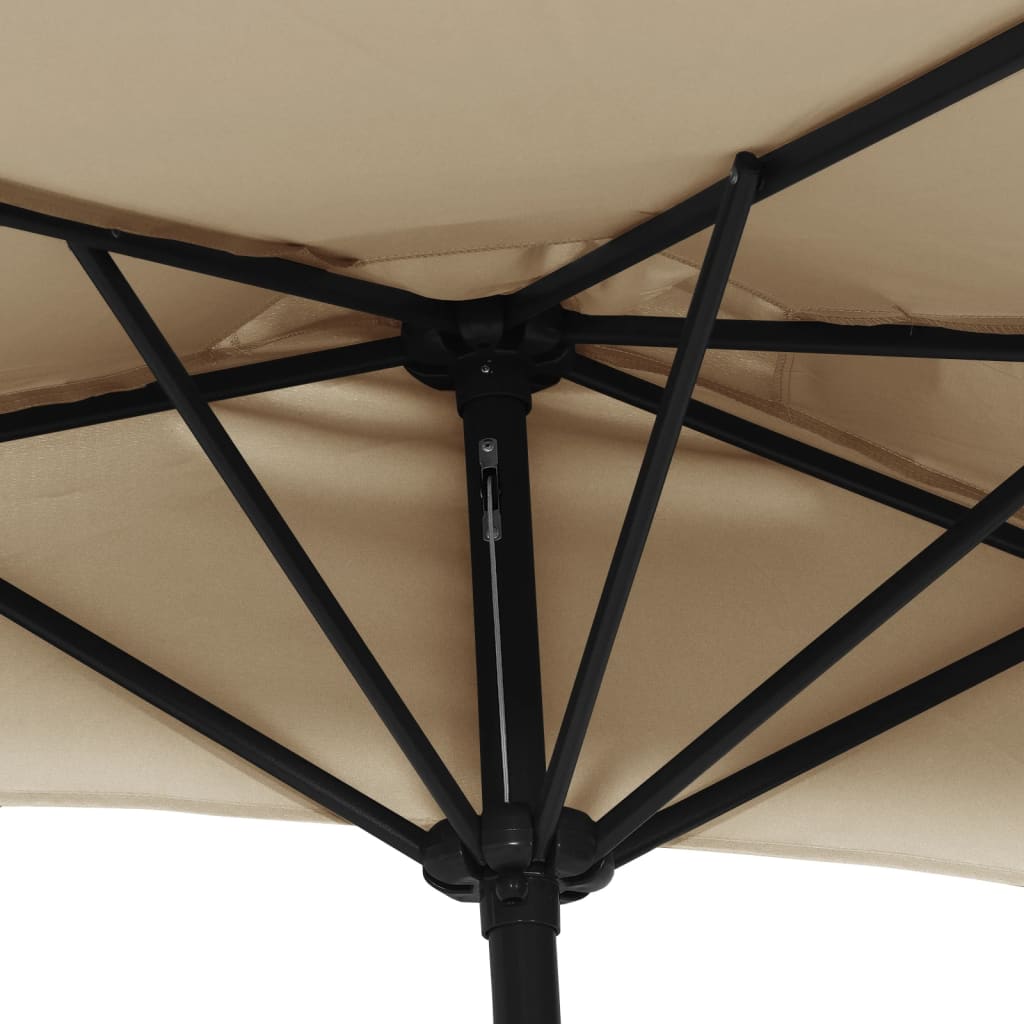 vidaXL Półparasol balkonowy na słupku z aluminium, 270x144 cm, taupe