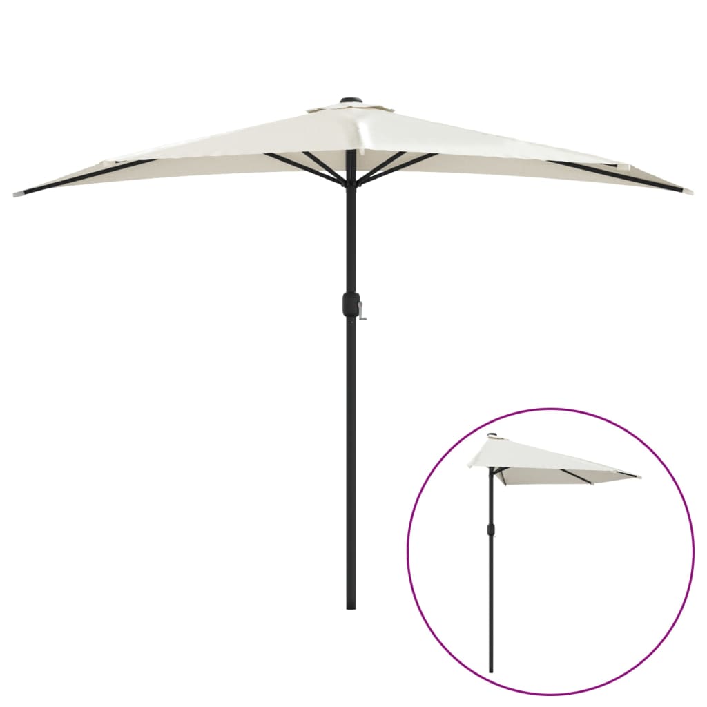 vidaXL Półparasol balkonowy na słupku z aluminium, 300x155cm, piaskowy