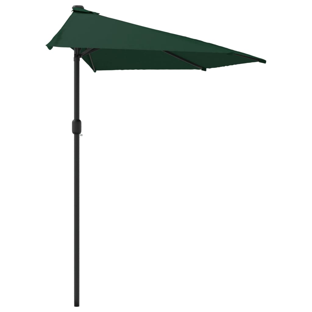 vidaXL Półparasol balkonowy na słupku z aluminium, 300x155 cm, zielony