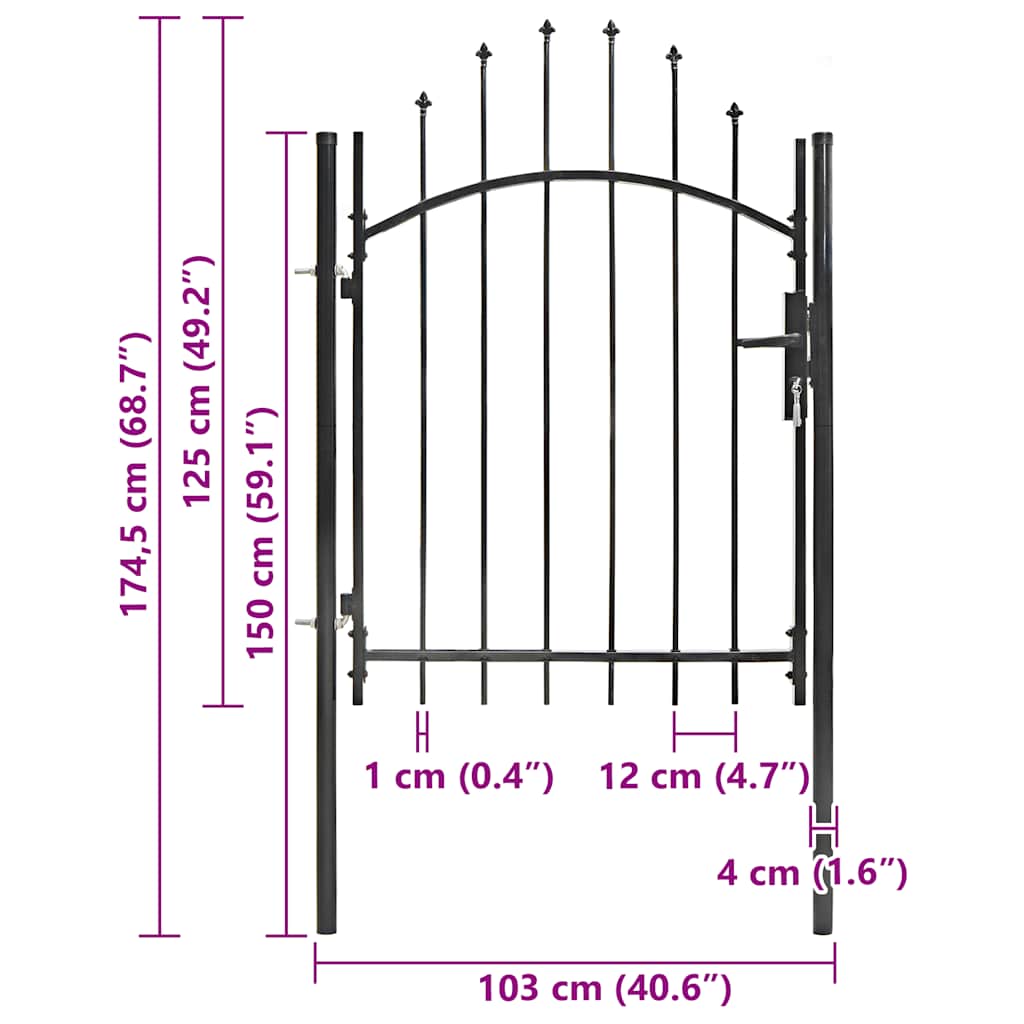 vidaXL Brama ogrodowa Woerden, stal, 1x1,25 m, czarna