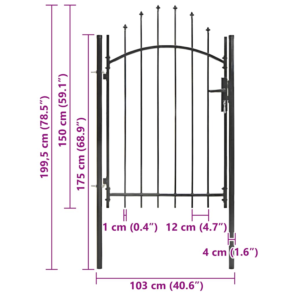 vidaXL Brama ogrodowa Woerden, stal, 1x1,5 m, czarna