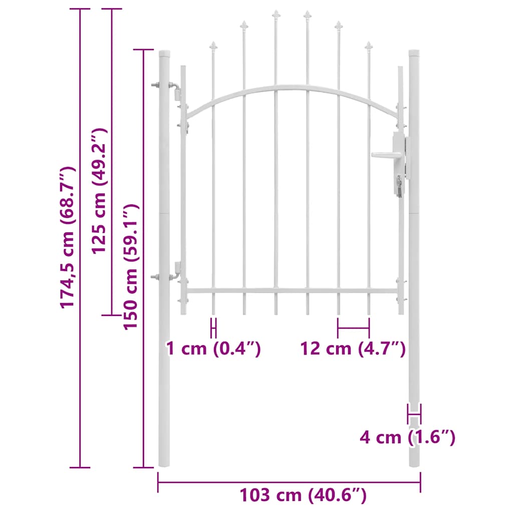 vidaXL Brama ogrodowa Woerden, stal, 1x1,25 m, biała