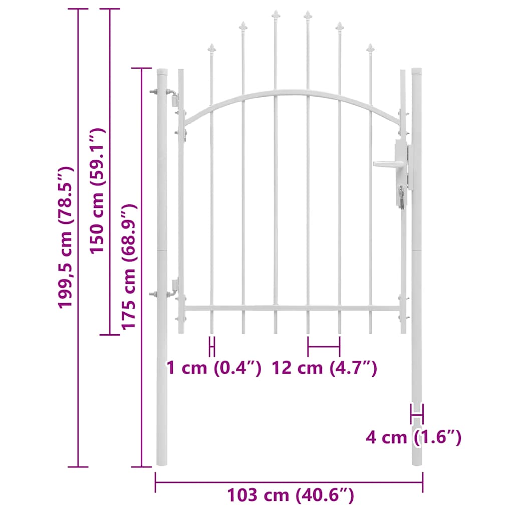 vidaXL Brama ogrodowa Woerden, stal, 1x1,5 m, biała