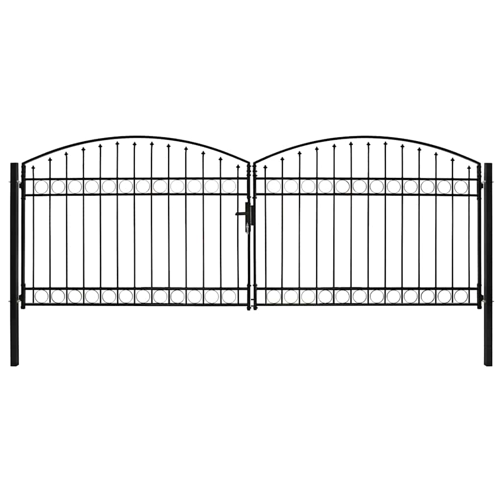 vidaXL Brama ogrodzeniowa ASSEN dwuskrzydłowa z łukowym dachem, stalowa, 400x150 cm