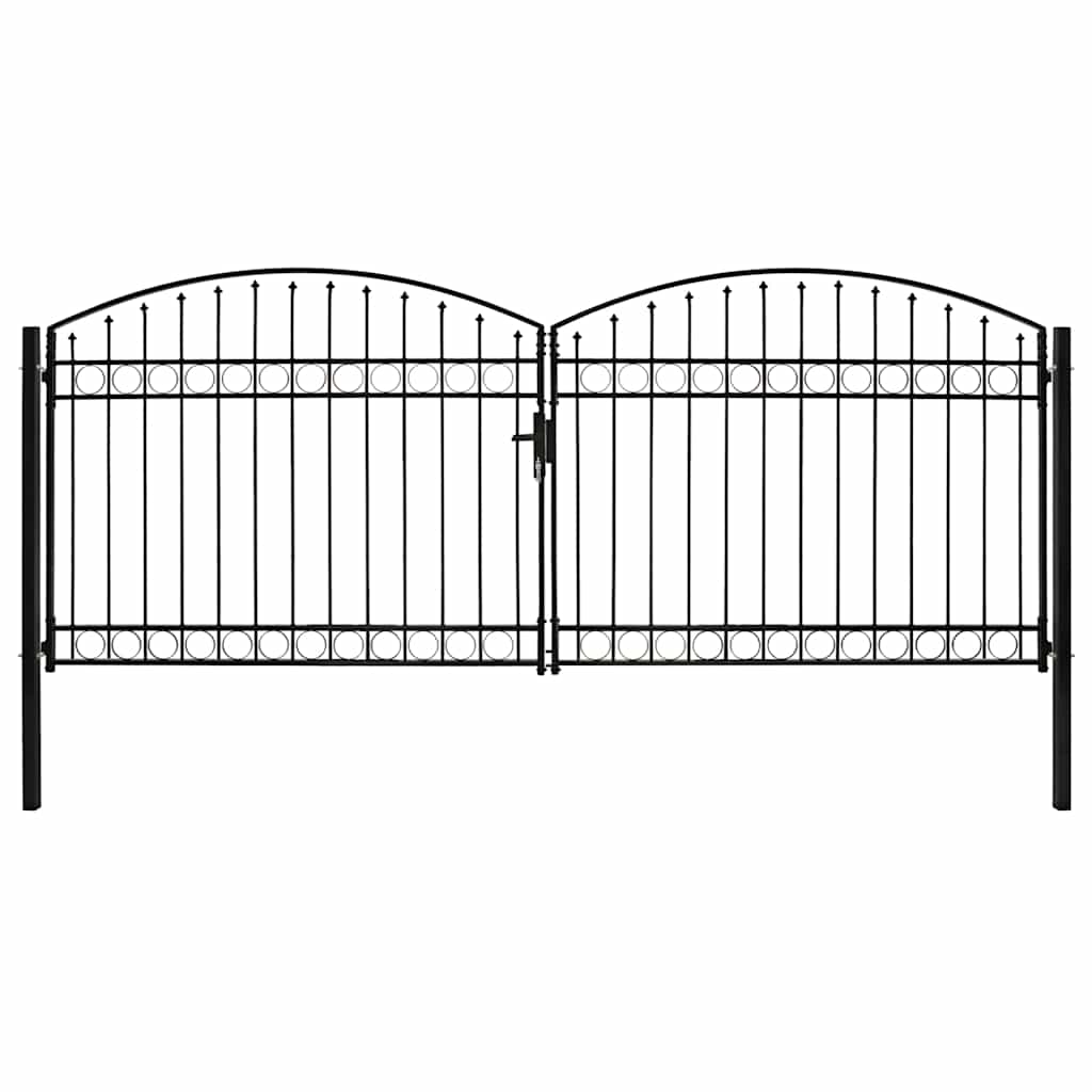 vidaXL Brama ogrodzeniowa ASSEN dwuskrzydłowa z łukowym dachem, stalowa, 400x175 cm