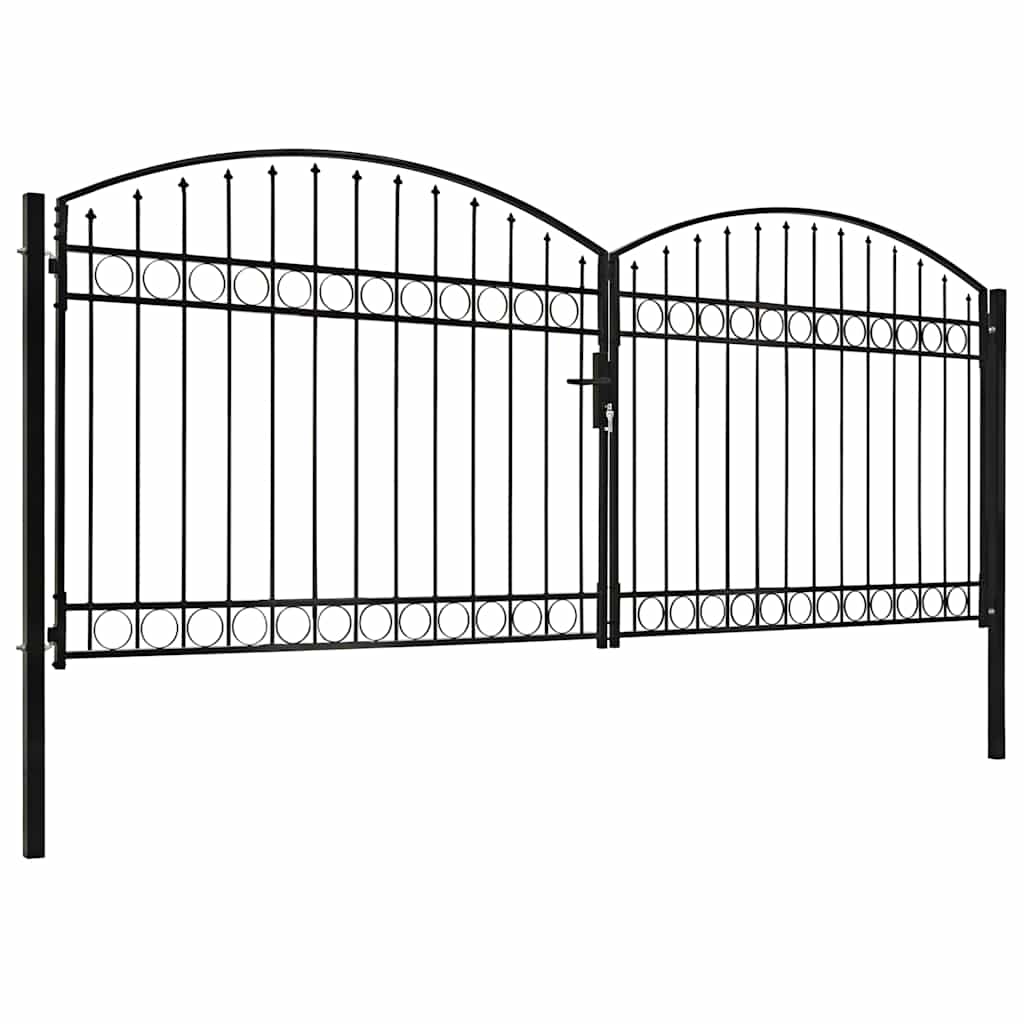 vidaXL Brama ogrodzeniowa ASSEN dwuskrzydłowa z łukowym dachem, stalowa, 400x175 cm