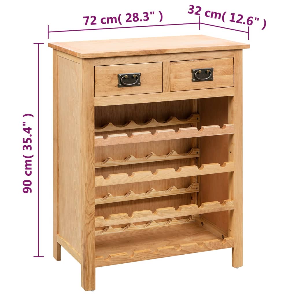 vidaXL Szafka na wino, 72 x 32 x 90 cm, lite drewno dębowe