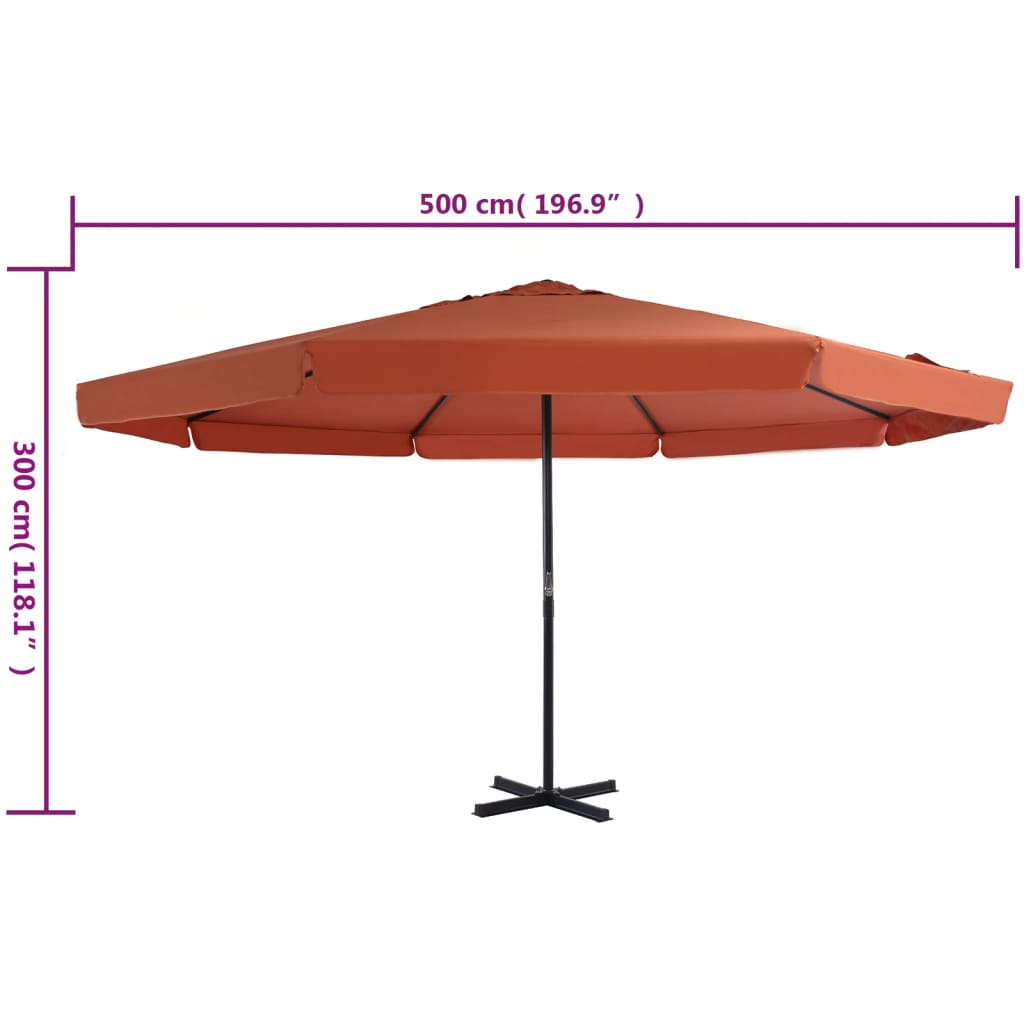 vidaXL Parasol ogrodowy na słupku aluminiowym, 500 cm, terakota